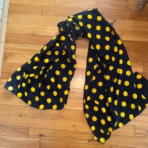 Chic Black Scarf with Yellow Polka Dots